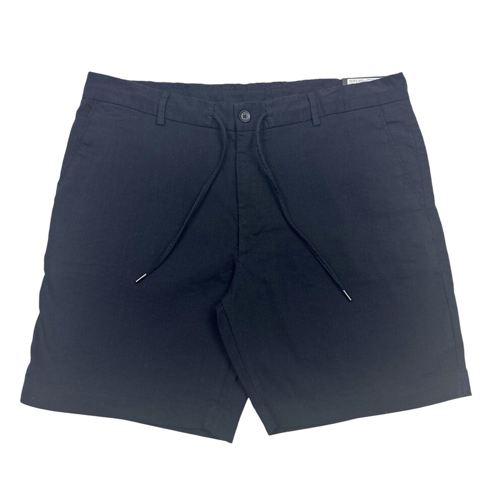 Boss C-Kane RDS Shorts Mens 38 Dark Blue Linen Blend Drawstring Chino Stretch